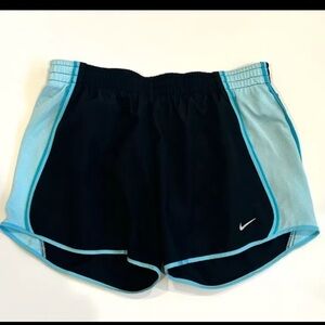 Woman’s Nike Small Lined Dry Fit Running shorts Black And Blue